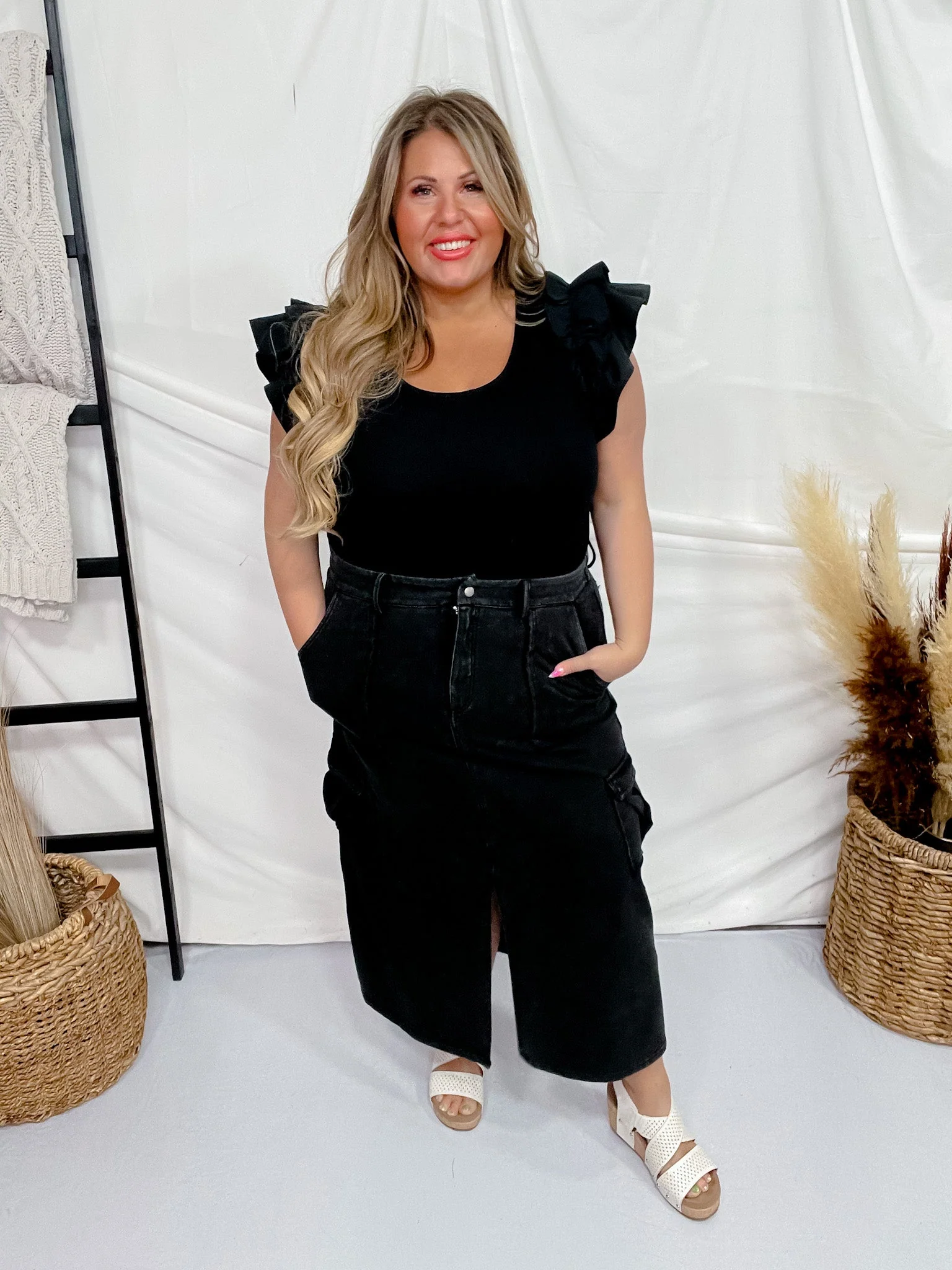 Tiered Ruffle Sleeves Rib-Knit Top FINAL SALE - Image 6