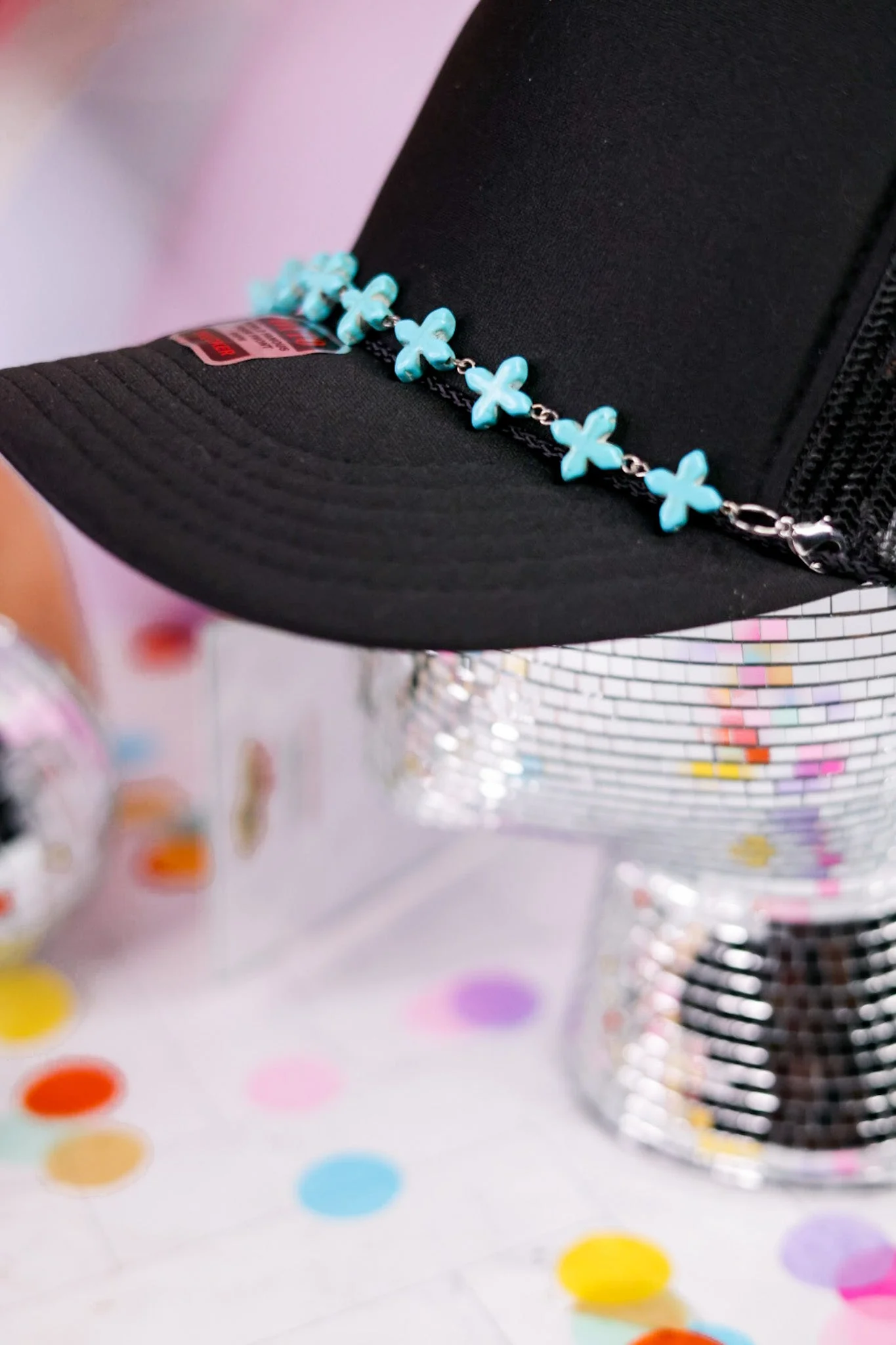 Turquoise Cross Trucker Hat Chain