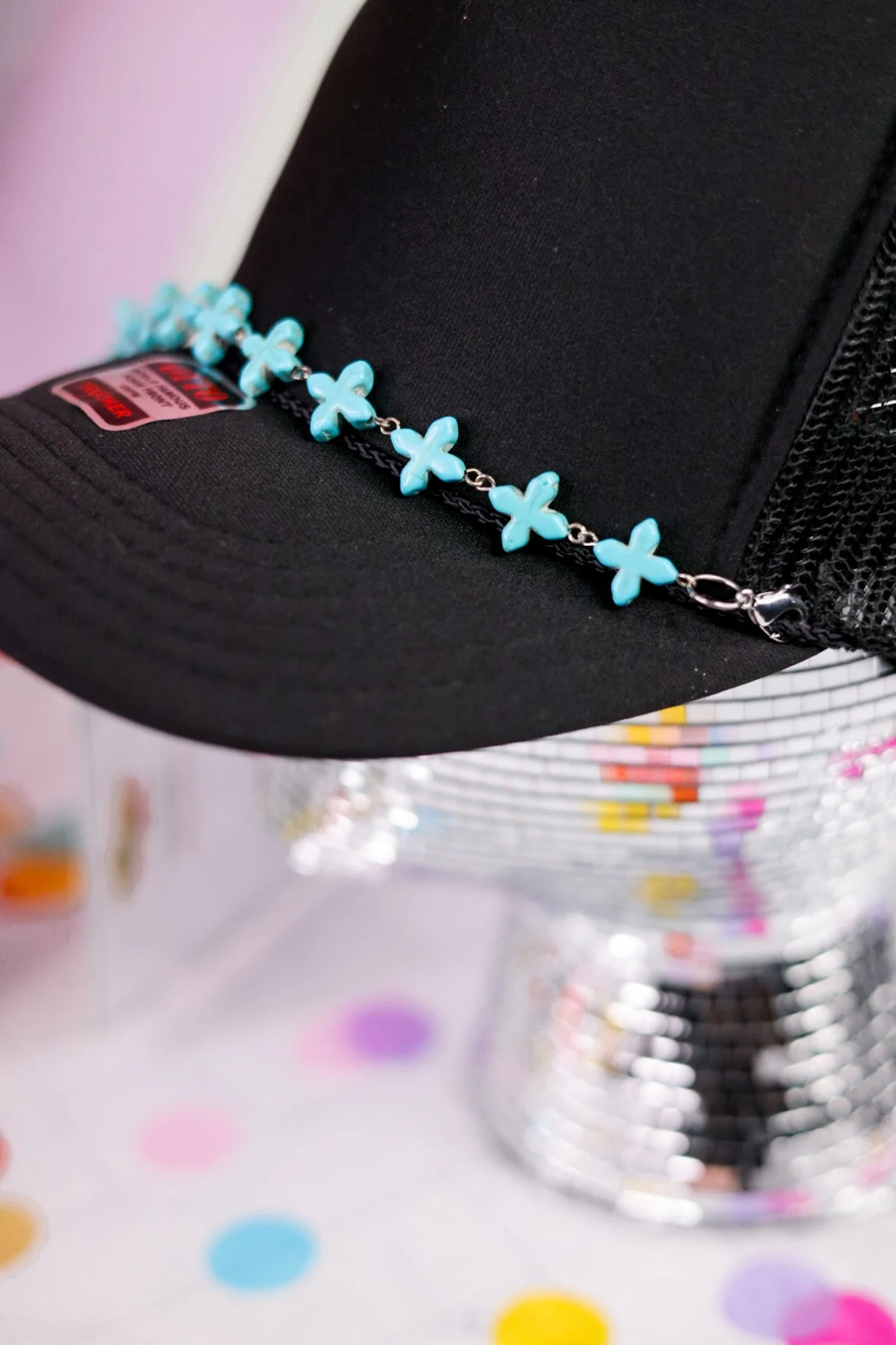 Turquoise Cross Trucker Hat Chain - Image 3