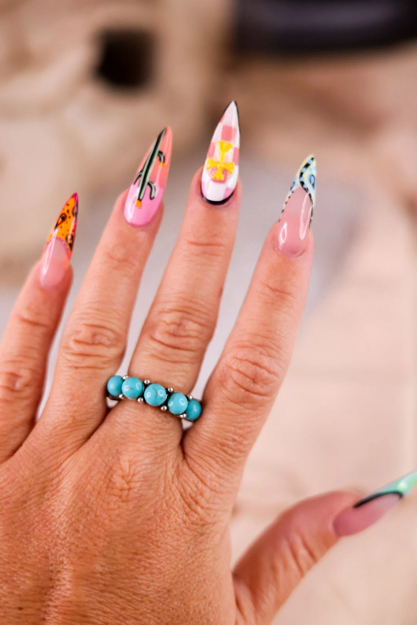 Turquoise Eternity Western Simple Stretch Ring - Image 2