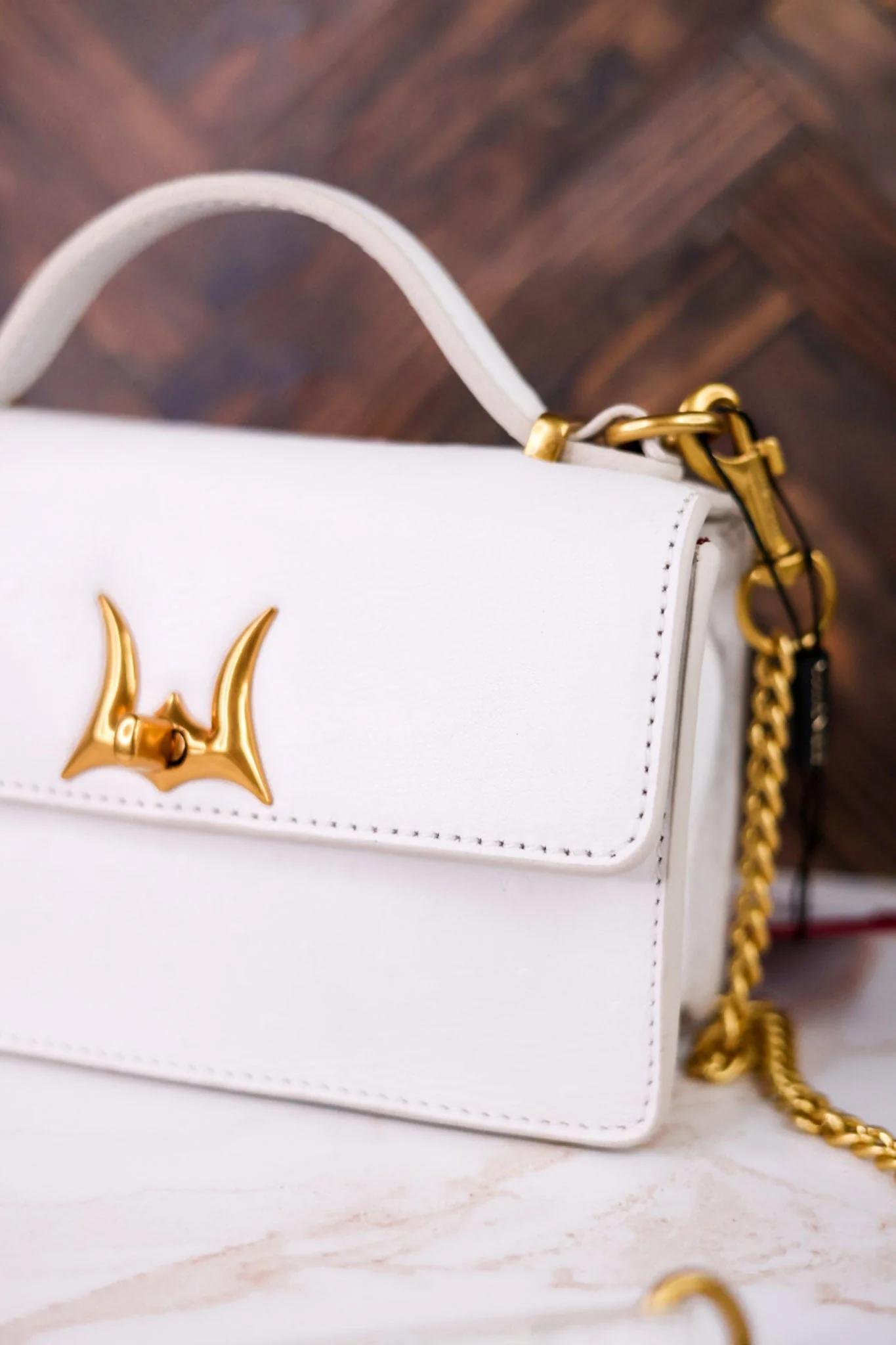 Valencia Ostrich Leather White Bag - Image 7