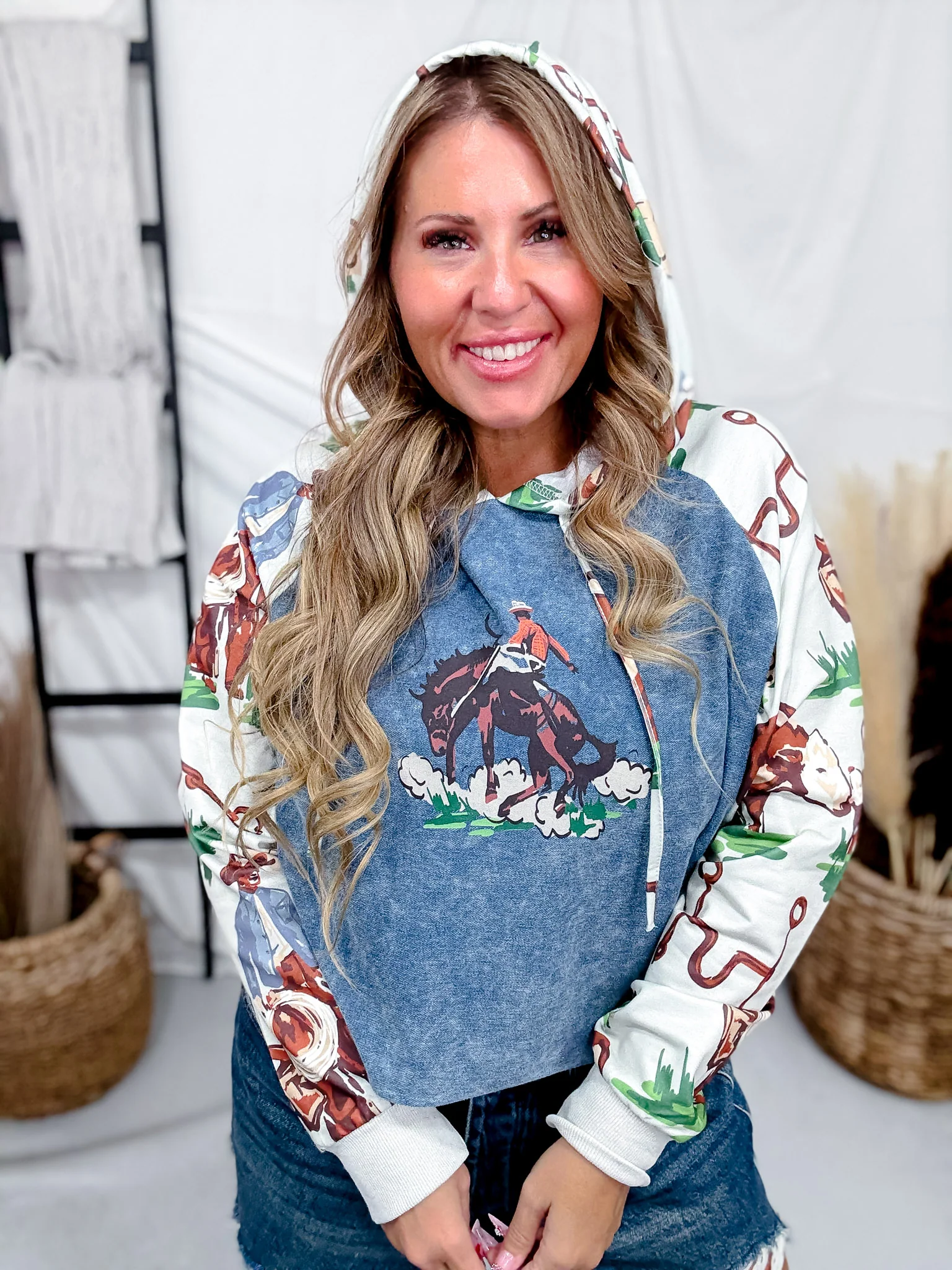 Vintage Ranch Denim Hoodie - Image 10