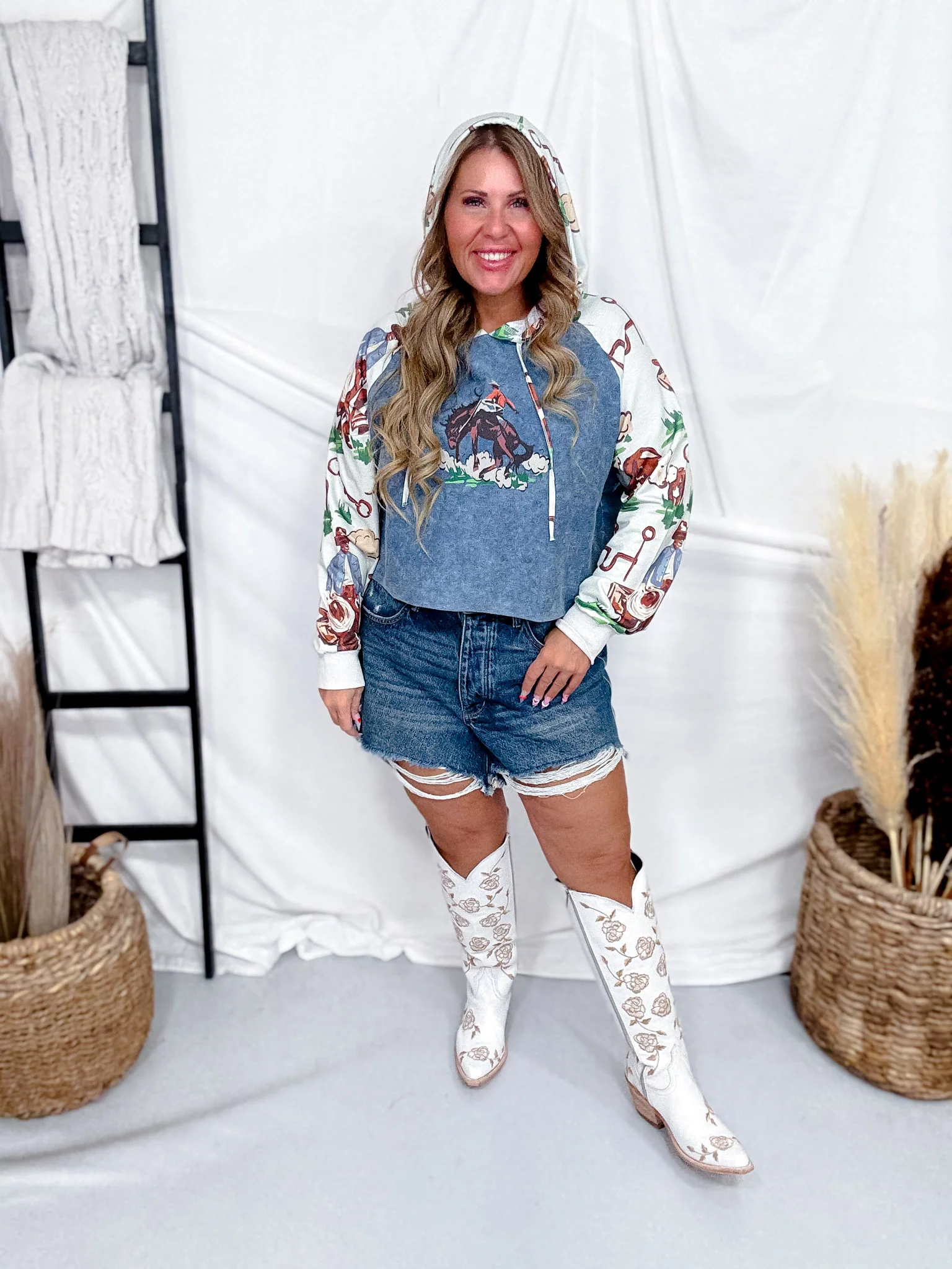 Vintage Ranch Denim Hoodie - Image 11