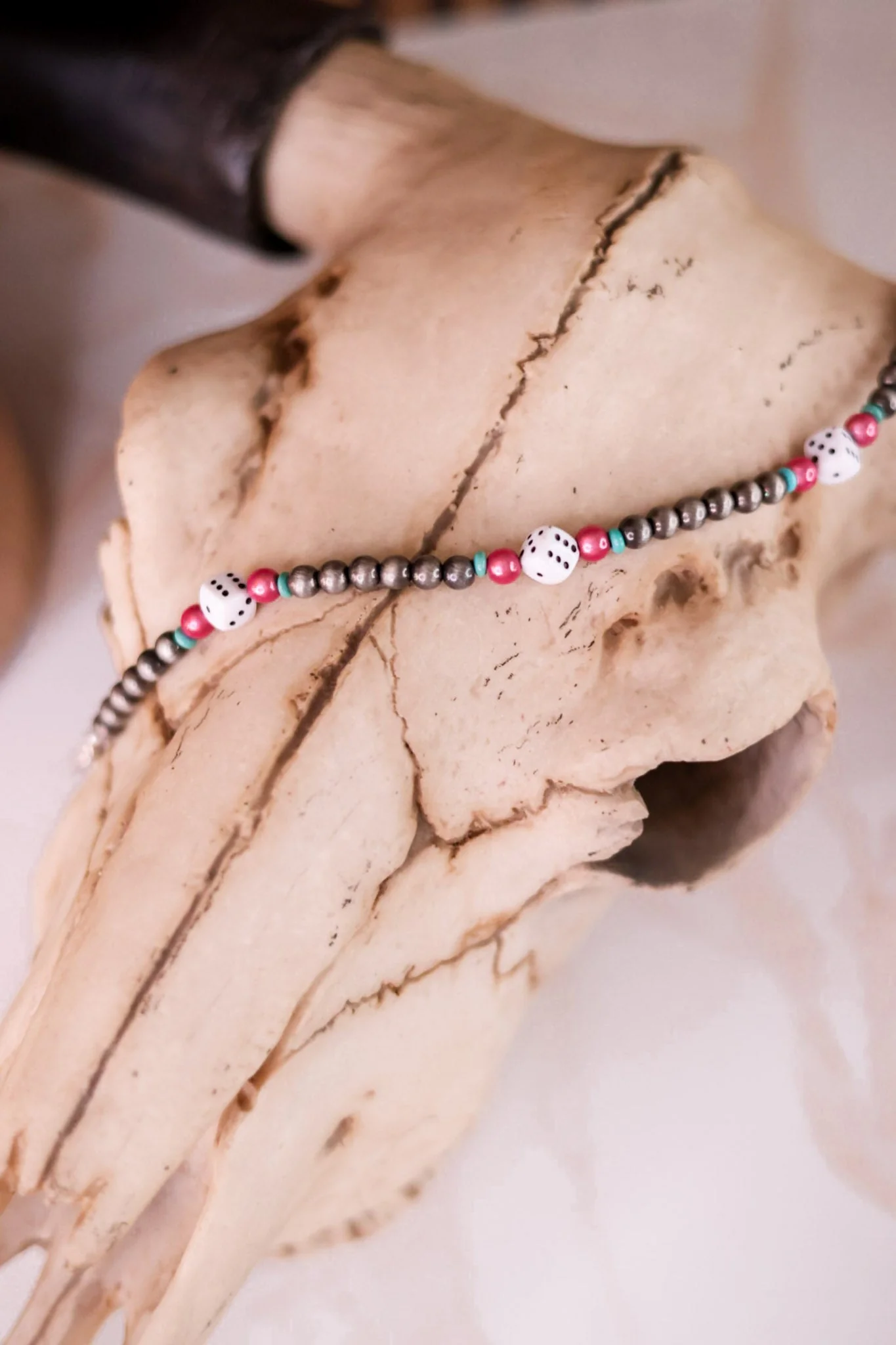 Western Style Cowgirl Pearl & Small Dice Trucker Hat Chain