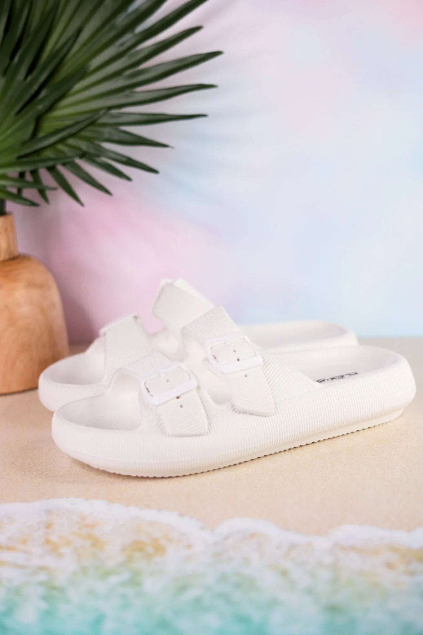 White Cushioned Waterproof Slides FINAL SALE - Image 3