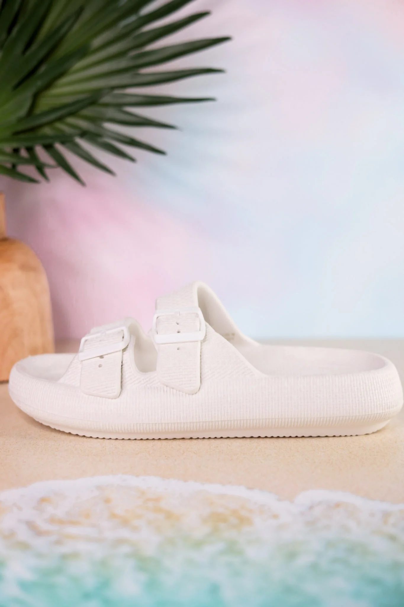 White Cushioned Waterproof Slides FINAL SALE - Image 4