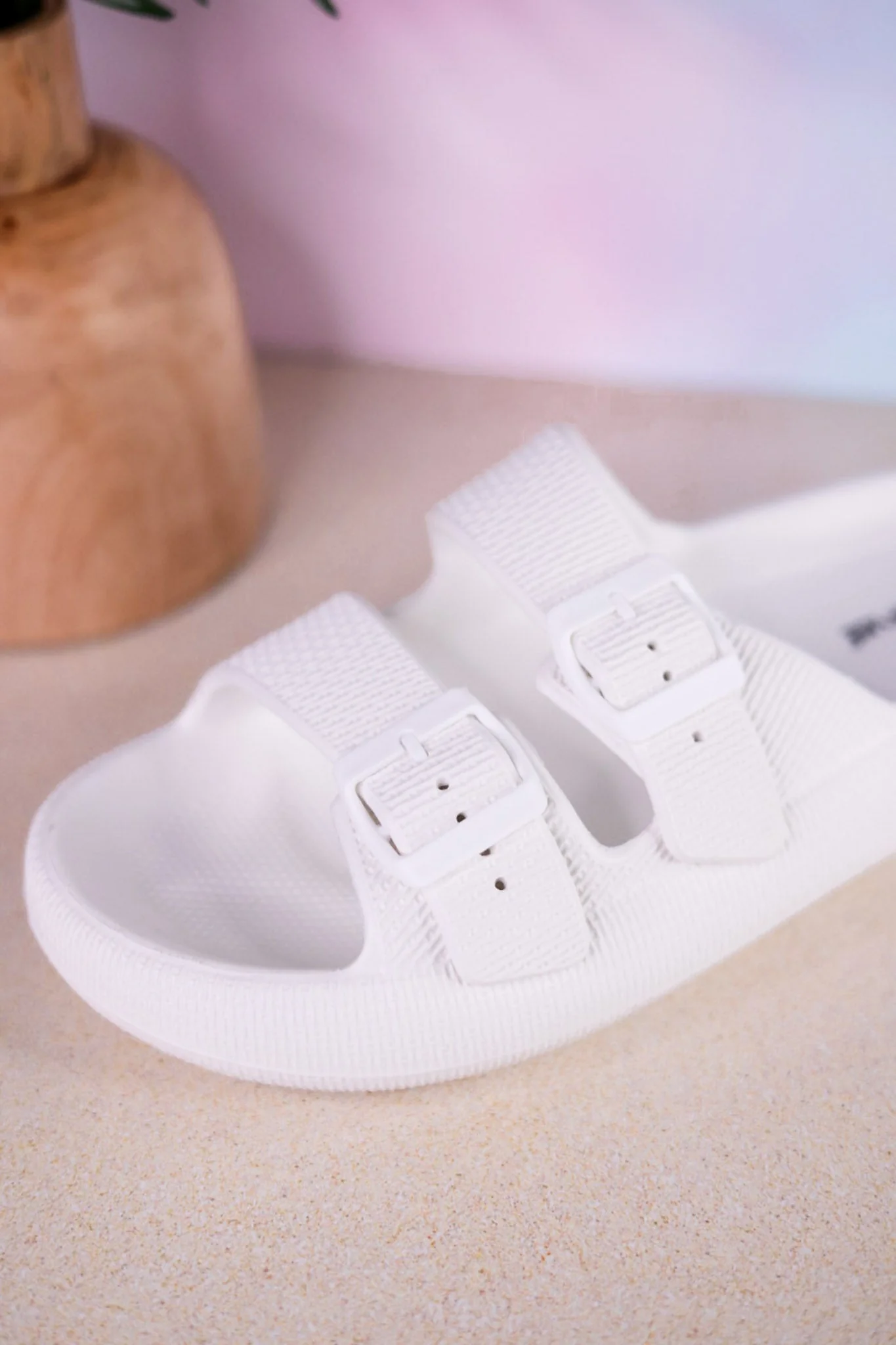 White Cushioned Waterproof Slides FINAL SALE - Image 8