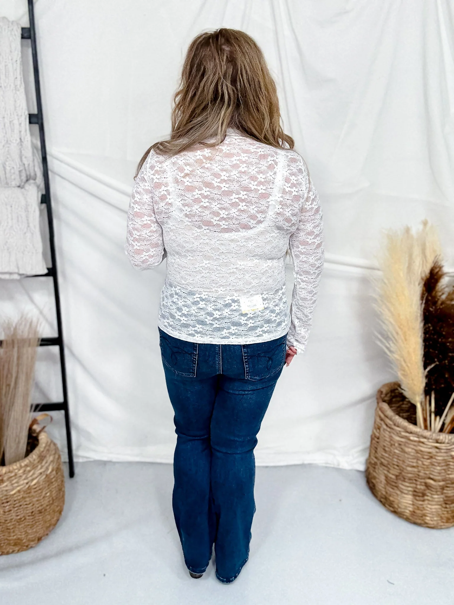 White Floral Lace Top With Rhinestone Accents FINAL SALE - Image 6