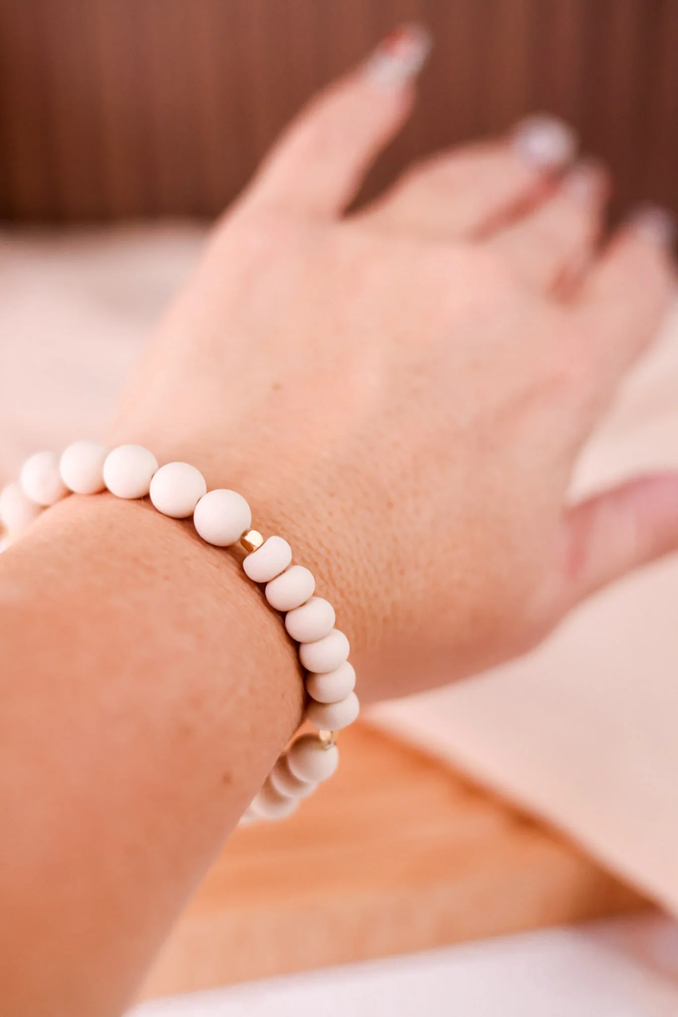 White Fossil Stone Stacking Bracelet - Image 2