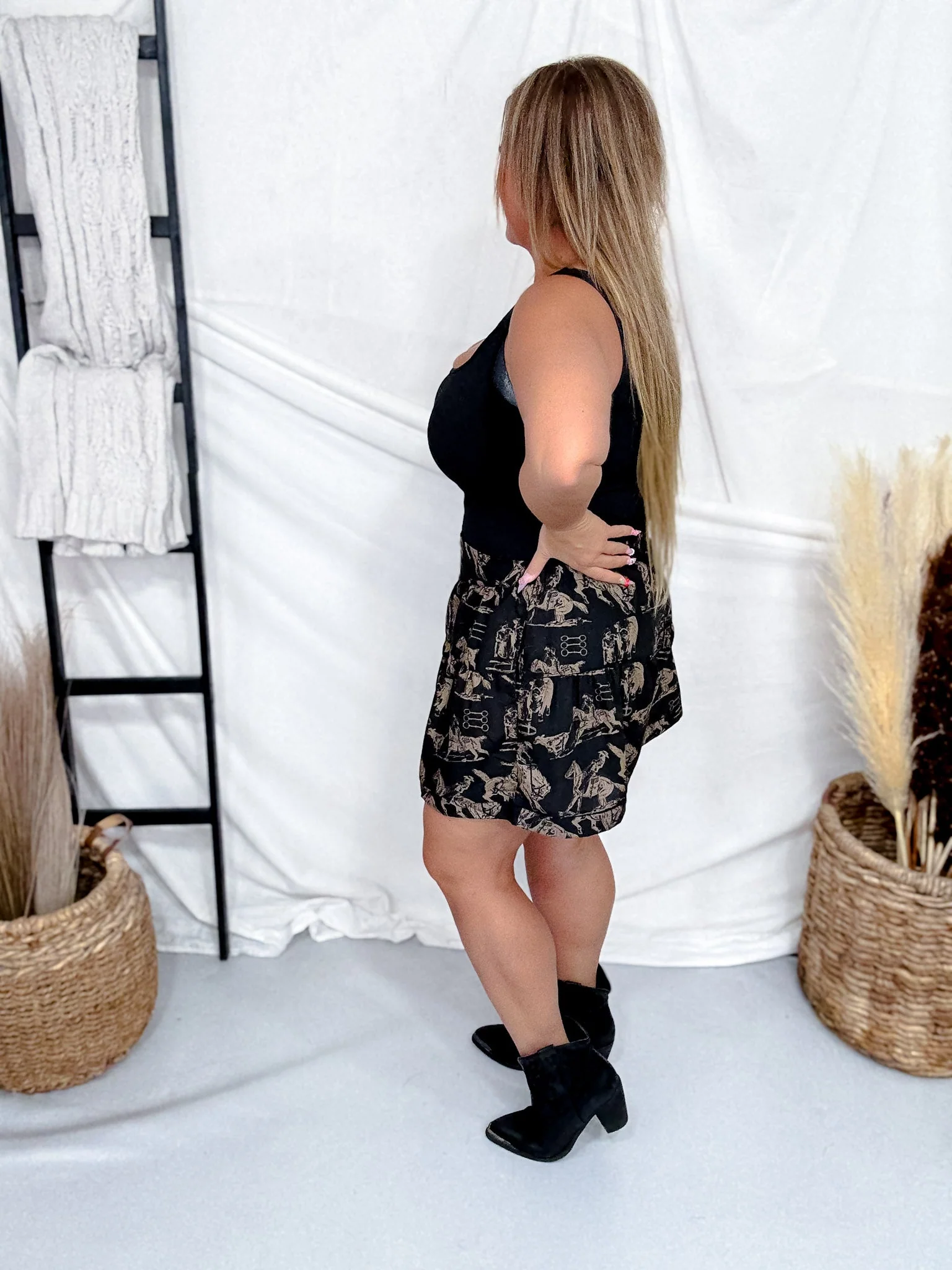 Whoa Pony Western Inspired Shorts W/ Back Elastic Band FINAL SALE - Image 3