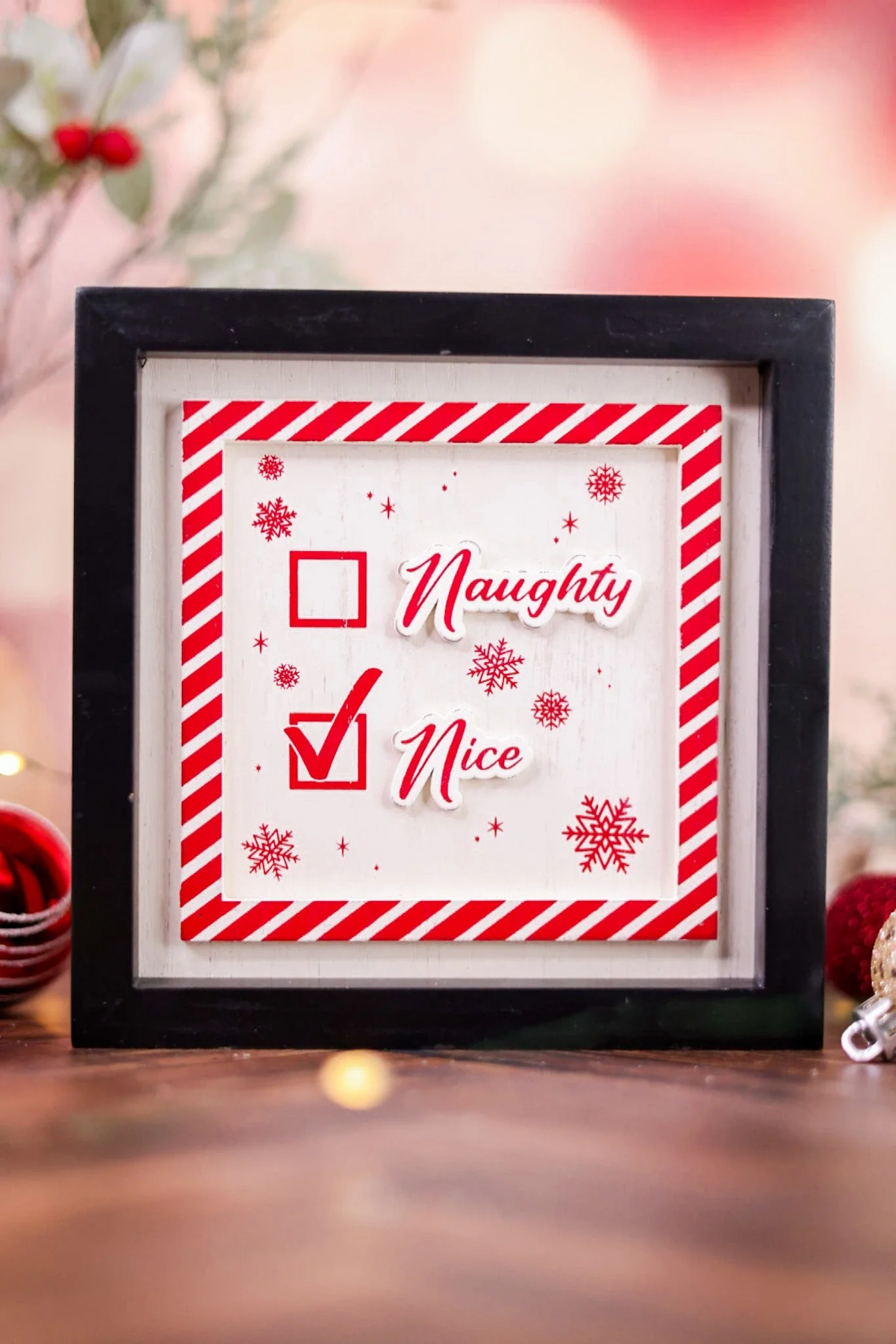 Wooden Framed Reversible Naughty or Nice/Rainbow Sign FINAL SALE - Image 3