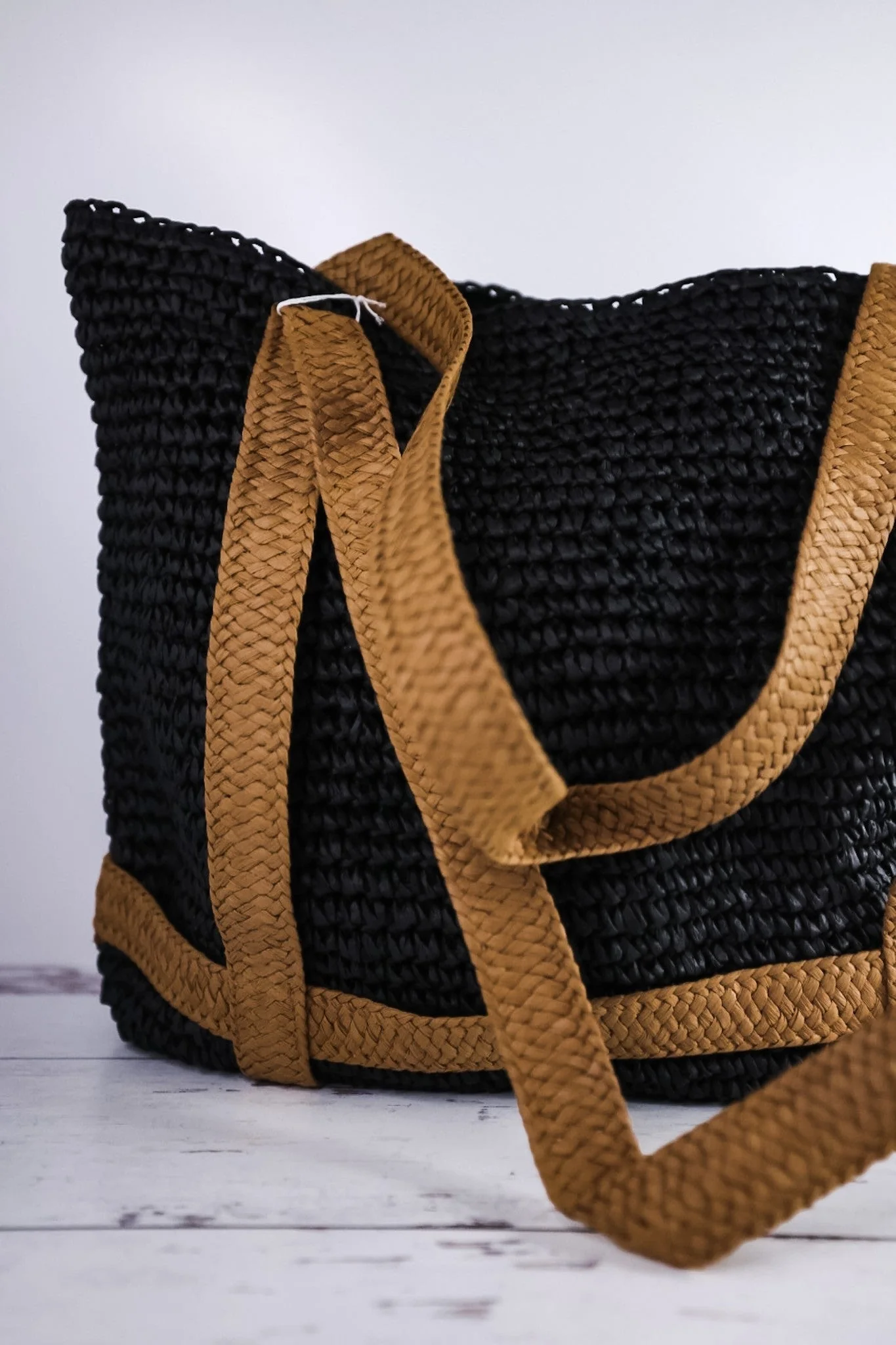 Woven Tote With Hat Holder Straps FINAL SALE - Image 4