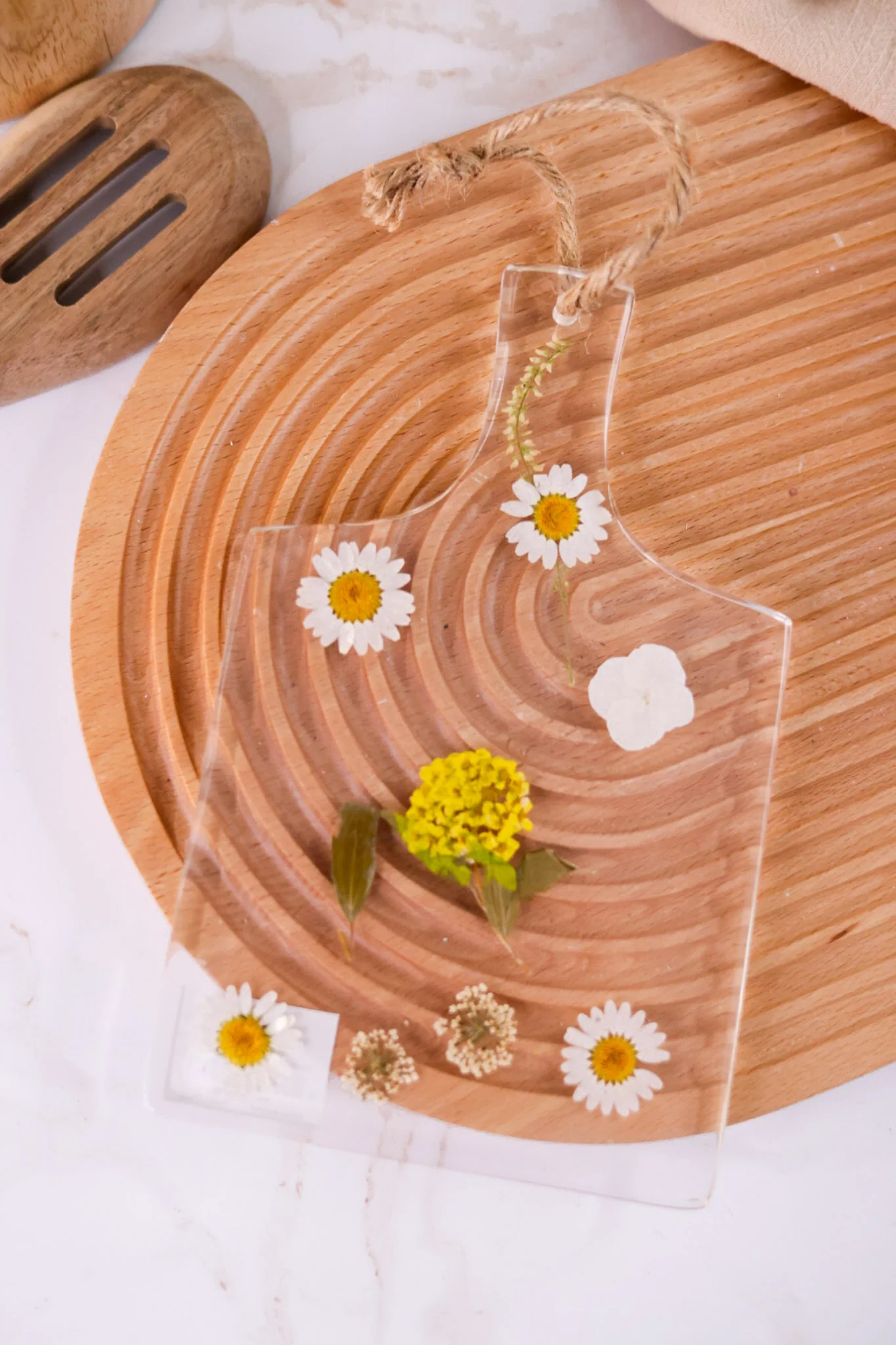 Yellow & White Pressed Flower Acrylic Board FINAL SALE - Image 3